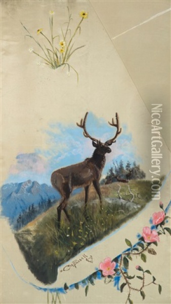 Bull Elk Oil Painting - Charles Marion Russell