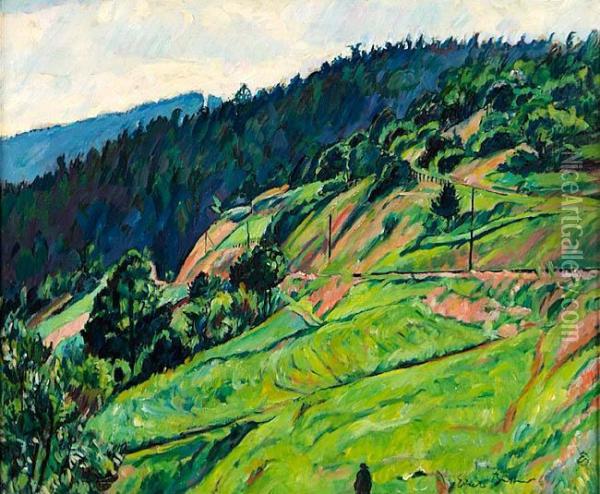 Landschaft In Thuringen Oil Painting - Erich Buttner