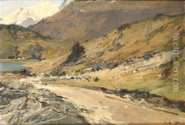Sentiero Di Montagna Oil Painting - Lorenzo Delleani