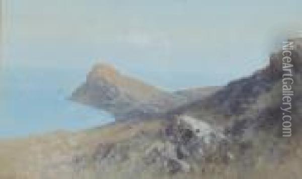 A Rocky Headland Oil Painting - Frederick John Widgery