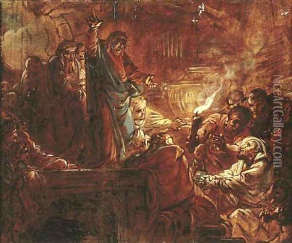 The Raising of Lazarus Oil Painting - French School
