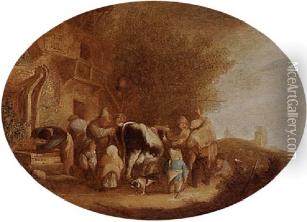 Wheeler-dealers Near An Inn Oil Painting - Isaac Van Ostade