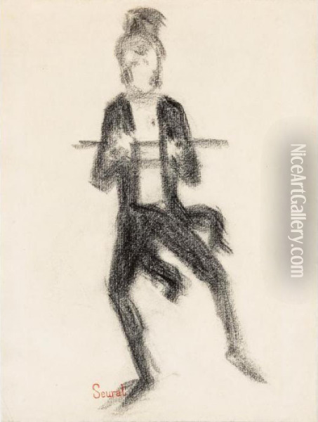 Le Danseur A La Canne Oil Painting - Georges Seurat