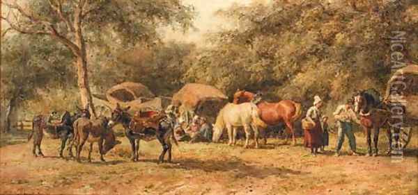 The Halt of the Caravan Oil Painting - Willem Carel Nakken