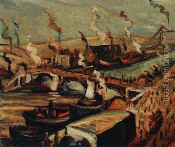 Bridge In Rouen Oil Painting - Pierre Dumont