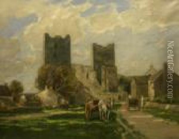 Castle Bolton Wensleydale Oil Painting - George Ii Graham