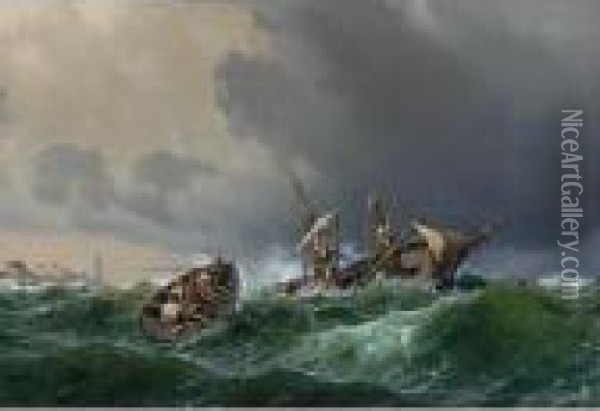 Abandon Ship: The Revenge Of The Sea Oil Painting - Carl Johan Neumann