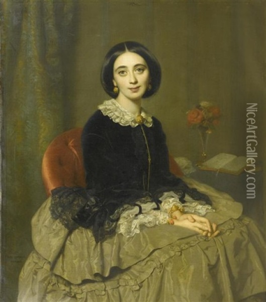 Portrait Der Signora Borghese Oil Painting - Rudolf W. A. Lehmann