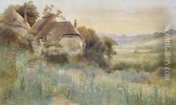 Country Cottages Oil Painting - Arthur Stanley Wilkinson