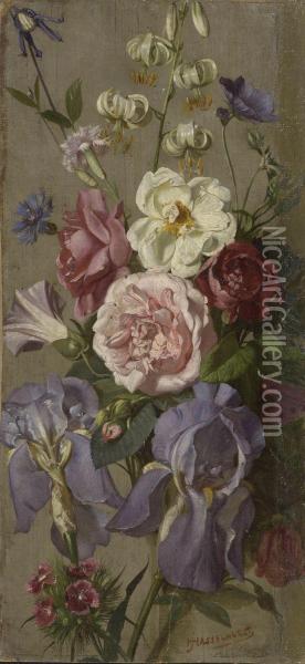 Blumenarrangement. Oil Painting - Johann Heinrich Hasselhorst