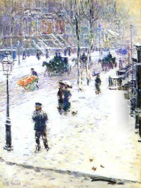 Fifth Avenue in Winter1 Oil Painting - Frederick Childe Hassam