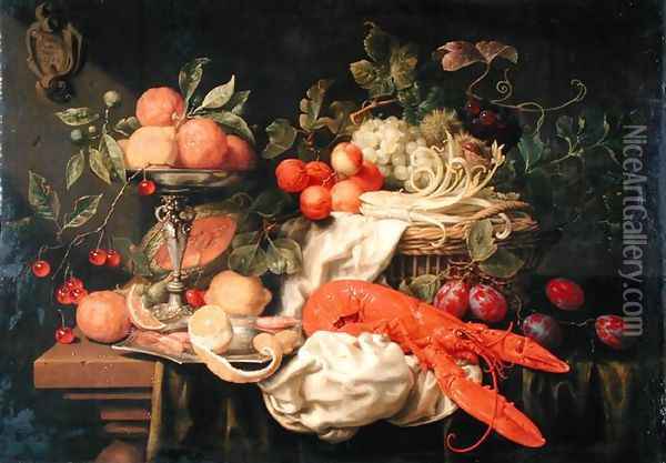 Still Life with Lobster, 1660 Oil Painting - Joris Van Son