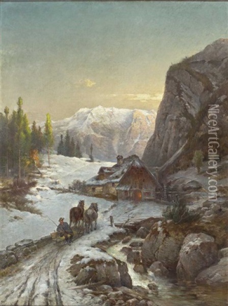 Winterliche Hochgebirgslandschaft Oil Painting - Konrad Wimmer