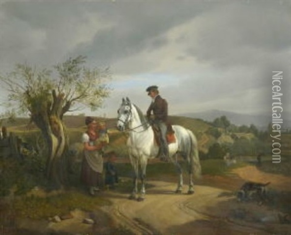 Begegnung Auf Der Landstrase Oil Painting - Johann Adam Klein