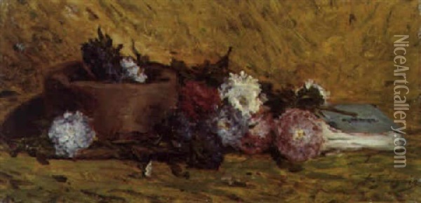 Fleurs, Chappeau Et Livre Oil Painting - Paul Gauguin