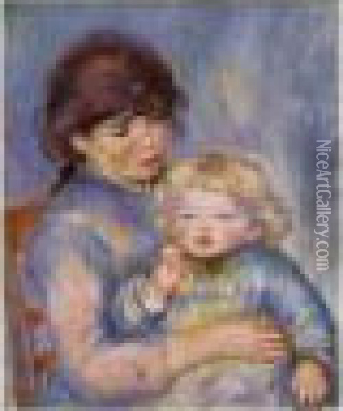 Maternite Or Enfant Au Biscuit Oil Painting - Pierre Auguste Renoir
