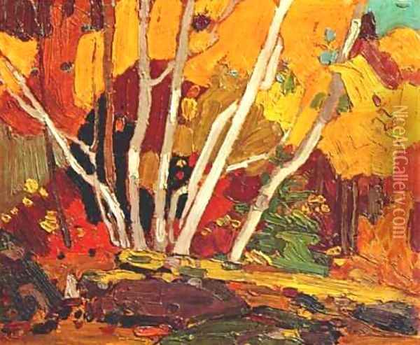 Autumn Birches Oil Painting - Thomas Thompson