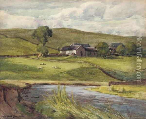 A Farm Near Crawfordjohn, Lanarkshire Oil Painting - Andrew Adie Dalglish