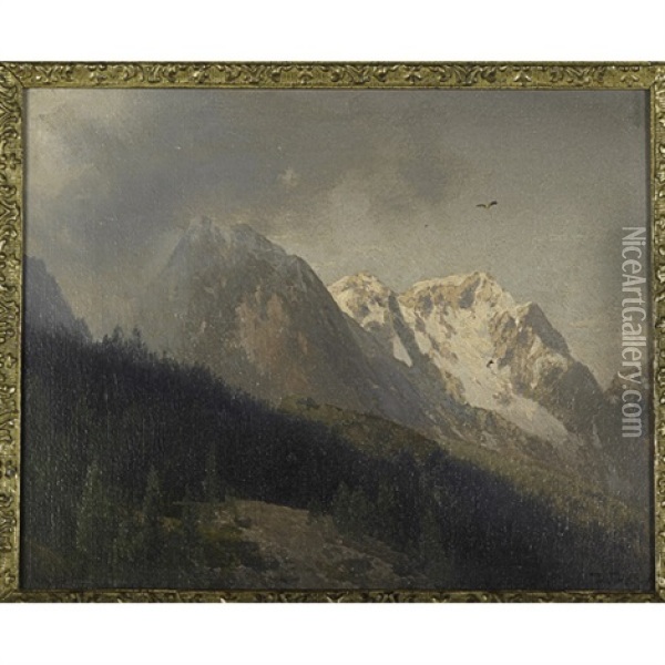 Swiss Mountain Scene Oil Painting - Hermann Herzog