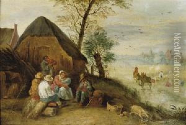 Peasants Resting During The Harvest Oil Painting - Abraham Teniers