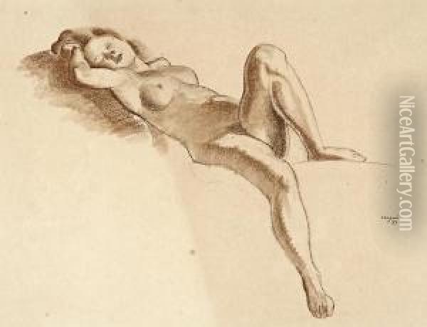 Una Joven Desnuda Oil Painting - Xavier Nogues