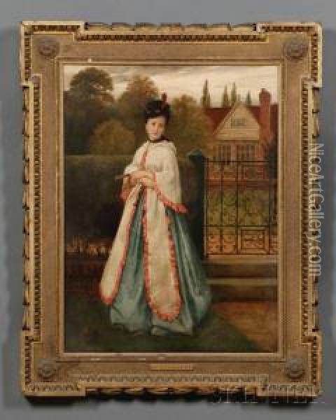 A Victorian Lady Oil Painting - George Dunlop, R.A., Leslie