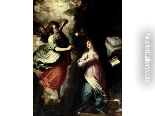 The Annunciation Oil Painting - Francesco Sevilla Herrara the Younger