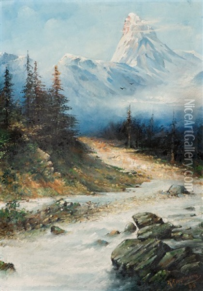 Das Matterhorn Oil Painting - Karl Hauptmann