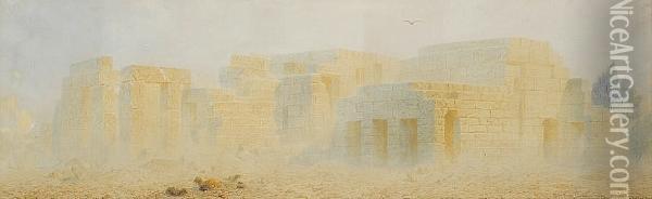 Ruins At Thebes, Egypt Oil Painting - Andrew MacCallum