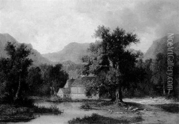 Landschaft An Der Ahr Oil Painting - Johann Wilhelm Schirmer