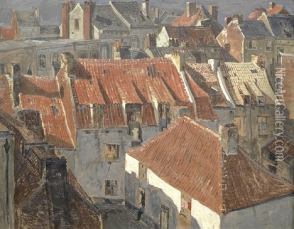 Vieux Bruxelles, La Rue Des Denrees Oil Painting - Gustave Walckiers