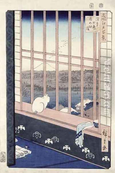 Asakusa Rice Fields during the festival of the Cock from the series Meisho Edo Hyakkei One Hundred Views of Edo Oil Painting - Utagawa or Ando Hiroshige