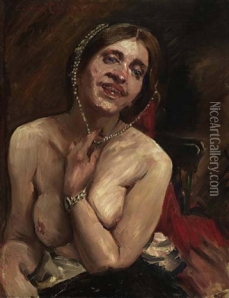 Weiblicher Halbakt Im Sessel. (die Schauspielerin Gertrud Eysoldt) Oil Painting - Lovis Corinth
