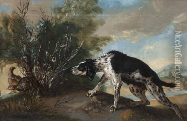 Hund Och Rapphons. Duk 61 X 91 Cm Oil Painting - Jean-Baptiste Oudry