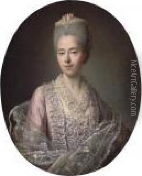 Portrait De Guillemette Moulin De La Raciniere, Madamed'angot Oil Painting - Francois-Hubert Drouais