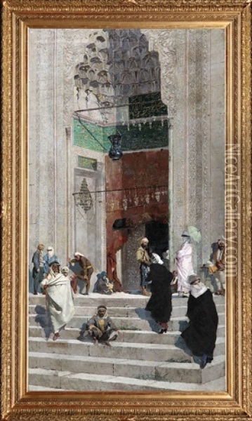 Yesil Cami Onu Oil Painting - Osman Hamdi Bey