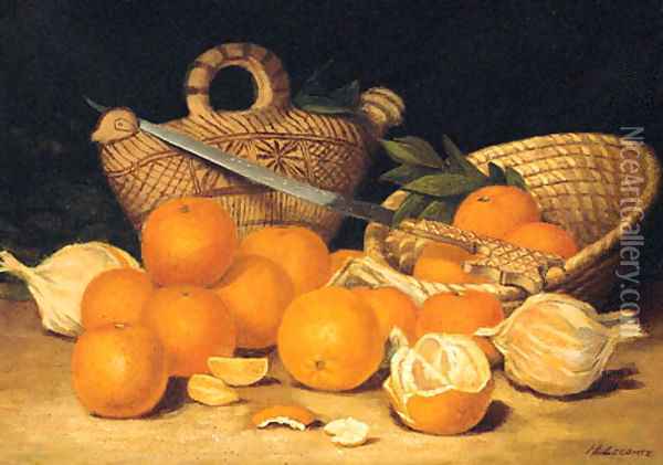 Les Oranges Oil Painting - Hippolyte Lecomte