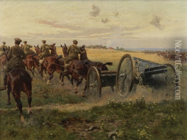 The Advance To The Aisne Oil Painting - William Barnes Wollen