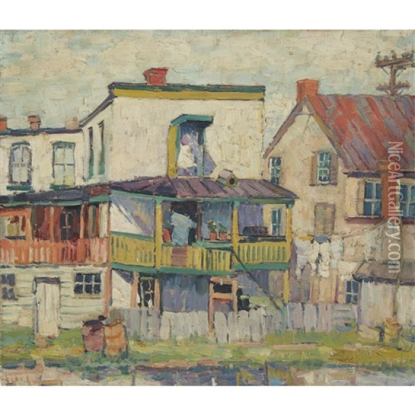 Houses By The River Oil Painting - Susette Inloes Schultz Keast