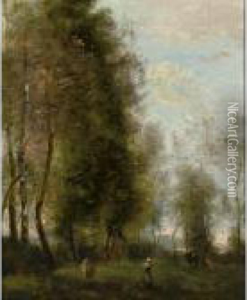 Le Dormoir Oil Painting - Jean-Baptiste-Camille Corot