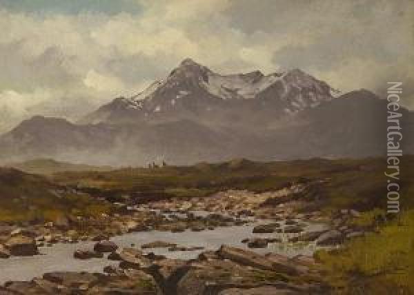 Deer In The Highlands Oil Painting - John Blake Macdonald
