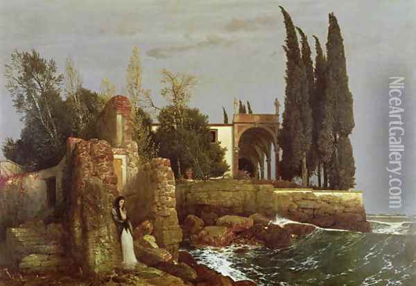 Villa by the Sea, 1878 Oil Painting - Arnold Bocklin
