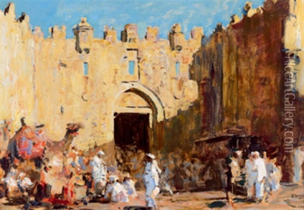 Jerusalem - Das Damaskustor Oil Painting - Erich Kips