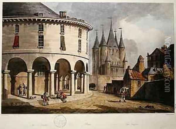 View of the Donjon and La Rotonde at the Temple Paris 1808 Oil Painting - John Claude Nattes