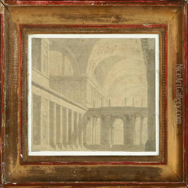 Classic Architecture Oil Painting - Giuseppe Galli Bibiena