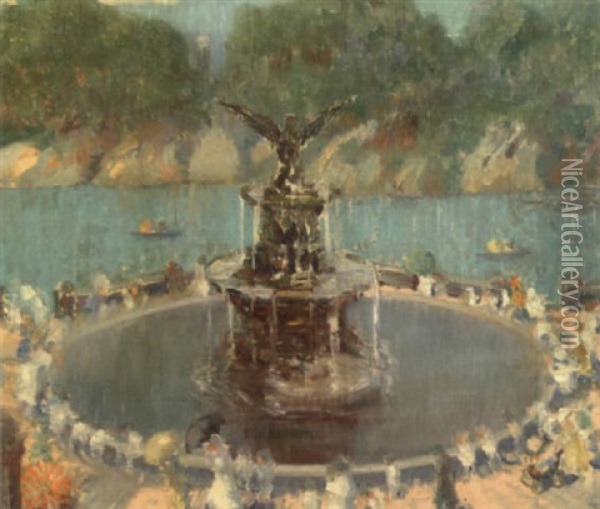 The Fountain Oil Painting - Everett Lloyd Bryant