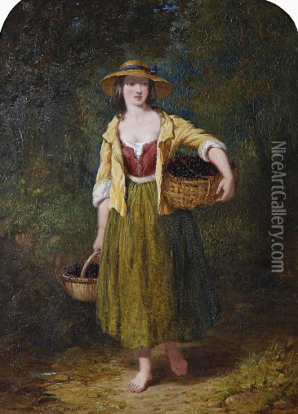 The Blackberry Picker Oil Painting - Henry E. Hobson