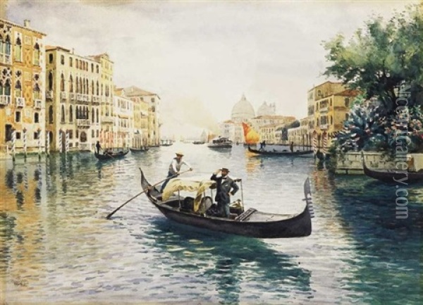 Velence, Canale Grande (venice, Canale Grande) Oil Painting - Jenoe Koszkol