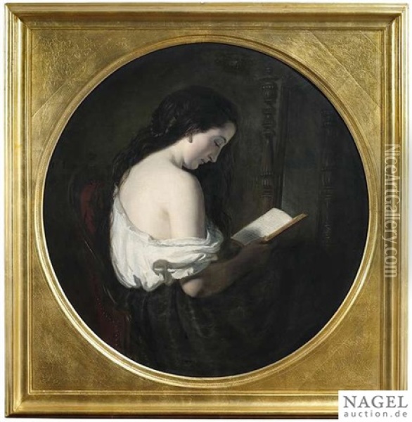 A Reading Girl Oil Painting - Otto Patzig