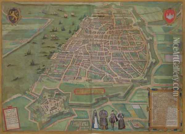 Map of Antwerp from Civitates Orbis Terrarum Oil Painting - Joris Hoefnagel
